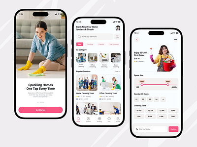 Home Cleaning Service App UI application best mobile app design booking creative home care home service house works housing service minimal mobile app design mobile design inspiration mobile service home repair service app top mobile app design ui uiux