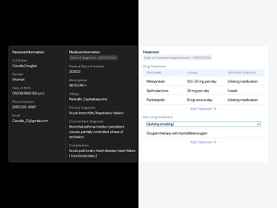 Patient's Medical Card card dark mode design light mode medecine medical patient data ui ux