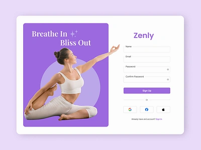 Zenly dailyui day1 designchallenge ui uiux ux website yogawebsite