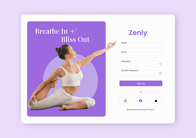 Zenly dailyui day1 designchallenge ui uiux ux website yogawebsite