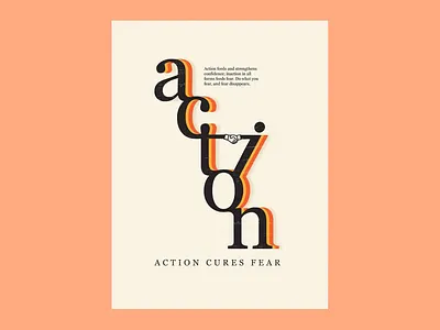 Retro-Inspired Motivational Poster Design action artistic empowerment bold bold orange highlights bold type treatment conceptual creative creative lettering custom font design design inspirational decor layered typography minimal retro vibes motivational motivational design orange psychological motivation retro typography striking focal point textured aesthetics