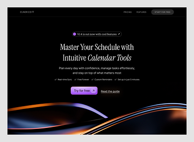 Clndr: Calendar Website Hero Section Design app branding design figma homepage landing page responsive ui ui ux ux web web design website design