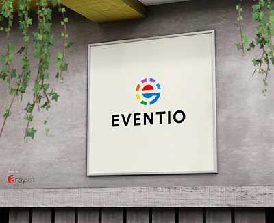 The logo named " Eventio" designed by Ansysoft adobeillustrator ai aiforevents artificialintelligence b2c easyeventplanning eventmanagement eventplanning eventplanningtools eventprofs eventtech innovativetech logodesign personalizedplanning saas socialevents streamlinedeventplanning techforevents