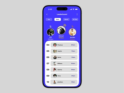 019 - Leaderboard daily ui design game leaderboard mobile design points ui design uiux