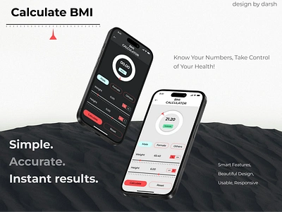 BMI Calculator App accurate app design app ui bmi calculate design design ui figma light dark mockup responsive ux