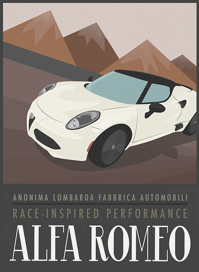 Alfa Romeo Poster car digital art graphic art illustration poster vector art