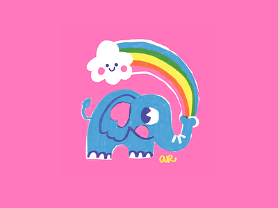 EleFUN acacia rocco cute elephant illustration kawaii kids pink rainbow