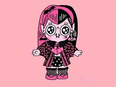 Draculaura acacia rocco chibi cute draculaura illustration kawaii pink