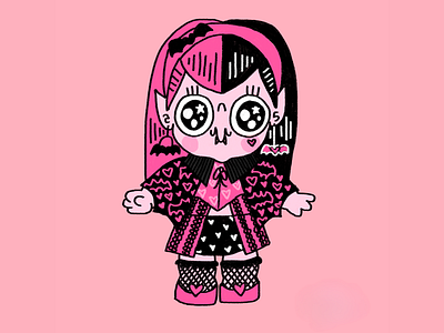 Draculaura acacia rocco chibi cute draculaura illustration kawaii pink