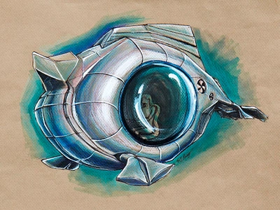 Fish-Marine Concept colored pencil concept drawing illustration marker submarine