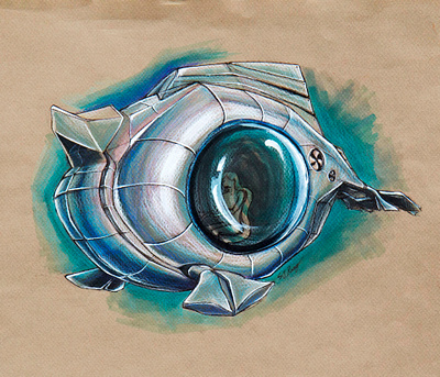 Fish-Marine Concept colored pencil concept drawing illustration marker submarine