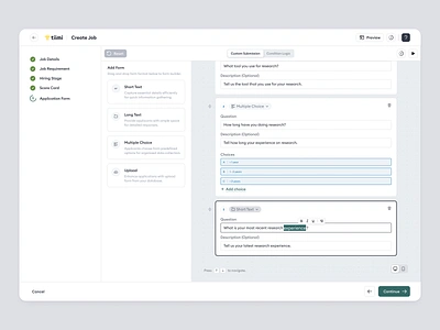 Tiimi - Complete Job Details & Application Form for Job Creation candidate company employee hiring hr hrd hrm hrms hrs job product design saas saas design staff management team management ui ux web app web design