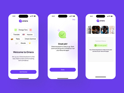 Omera AI keyboard app branding design graphic design illustration logo typography ui ux vector