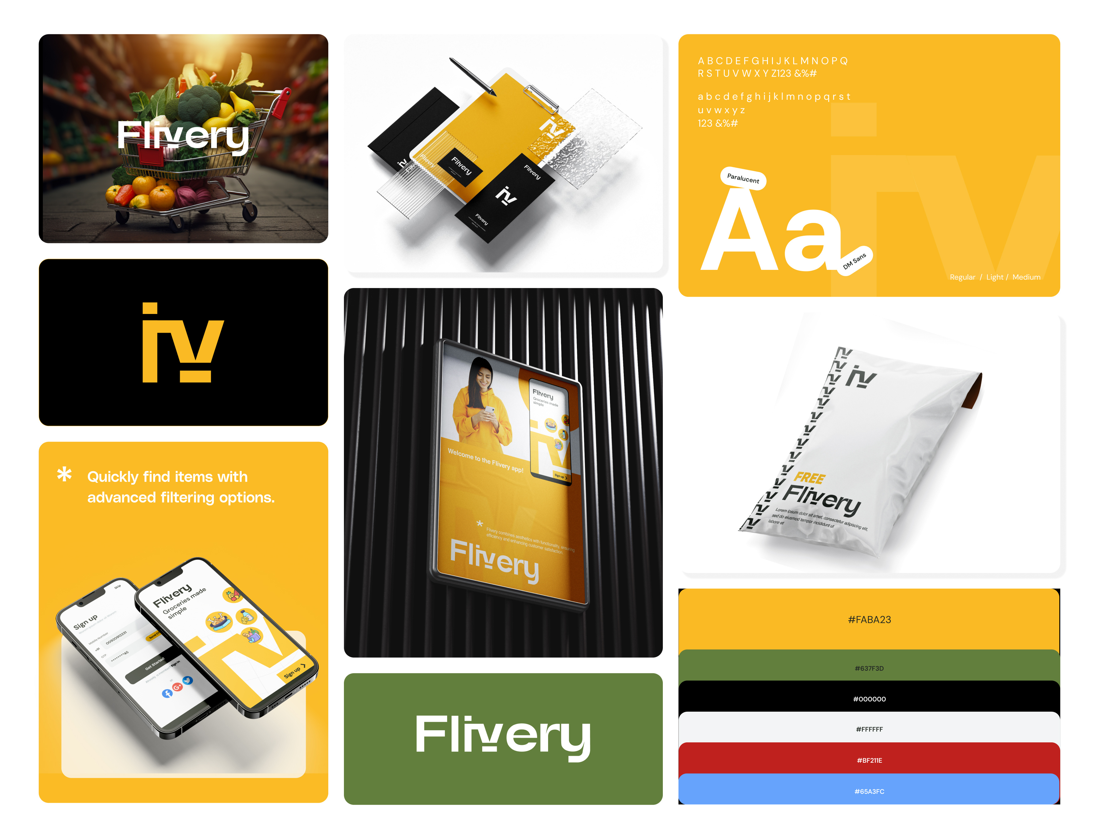 Flivery - UI, Branding, Logo application bra brand identity branding delivery app f logo flivery food app food user interface graphic design graphic designer grocery app grocery delivery app logo mobile app trending logo ui uiux yellow zomato