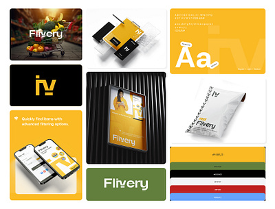 Flivery - UI, Branding, Logo application bra brand identity branding delivery app f logo flivery food app food user interface graphic design graphic designer grocery app grocery delivery app logo mobile app trending logo ui uiux yellow zomato