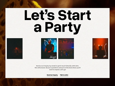 Let's Start a Party animation branding contact contact page design event graphic design grid illustration layout logo typo typography ui ui elements uidesign ux web web design website ui