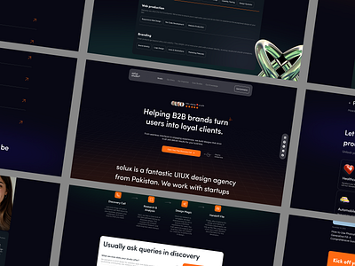 solux studio website design 3d website big typography website dark mode ui darkmode design studio home page home page uiux landing page landing page design landing page uiux modern website ui page uiux studio website ui web page website