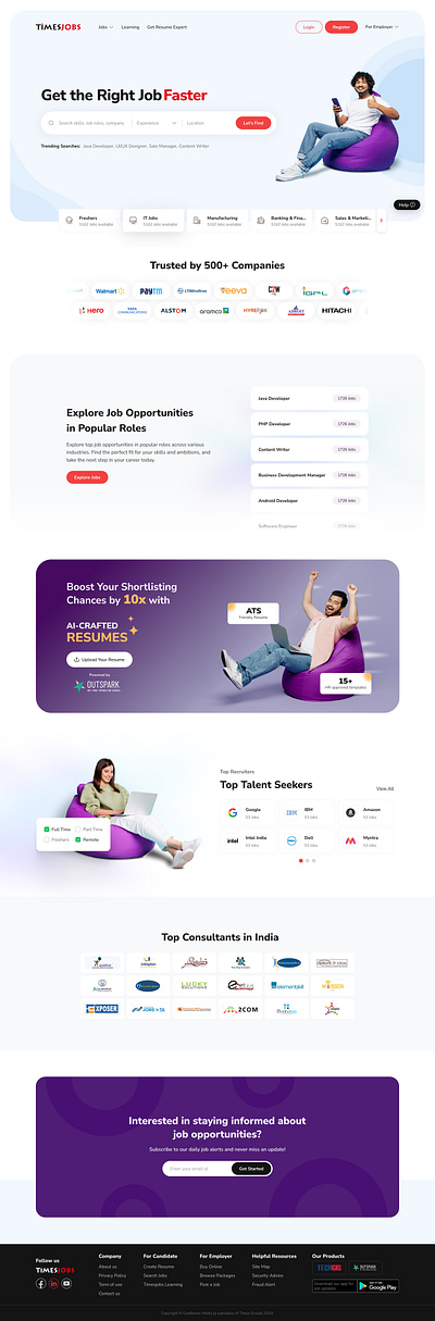 TimesJobs UI Revamp jobs portal landing page ui user interface