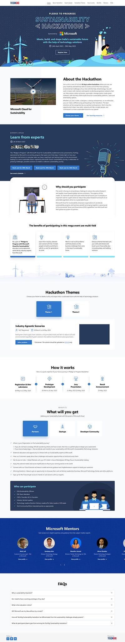 Microsoft Hackathon Landing Page design illustration ui user interface ux visu web