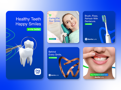 DentaCure🚀Social Media Posts 3d adobe illustrator branding graphic design logo marketing social media ui