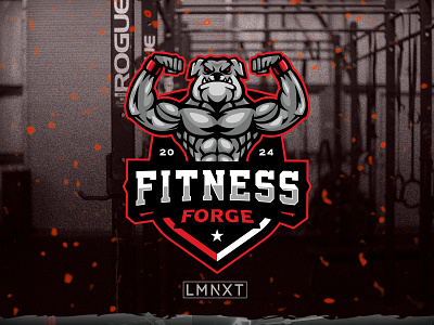 Fitness Forge Logo angry animal body builder brand guide branding dog fitness graphic design gym healthy illustration logo mascot pitbull sport training