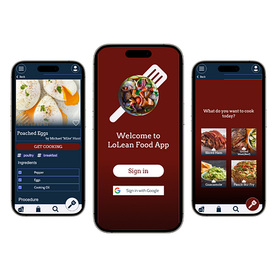 LoLean Food App (Cooking App Concept) app design mobile app research ui ux