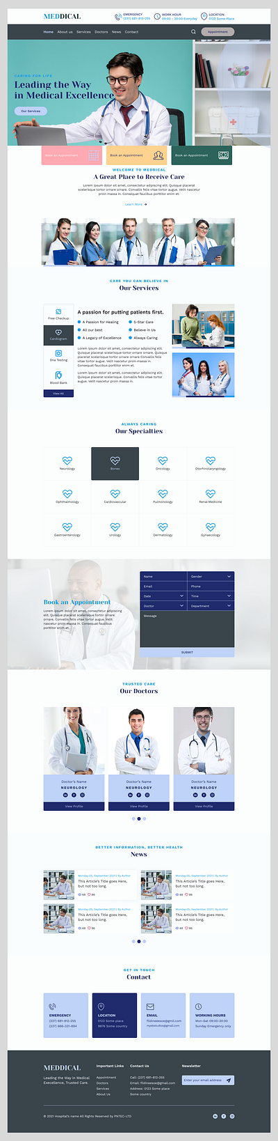 medical hospital website design ui