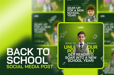 Back to School Social Media Template Kit admission back back to school branding creative design eduacation graphic design illustration kit marketing media new year post school social social media template