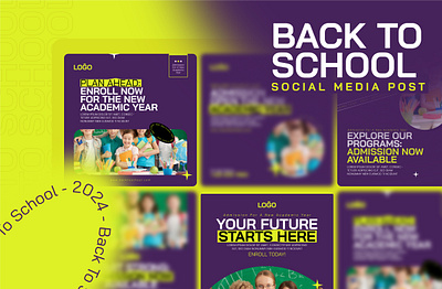 Back to School Social Media Template Pack admission back back to school banners branding creative design graphic design illustration marketing new year open post school social media social media post social posts stories stories template