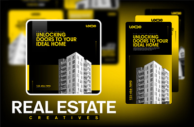 Creative Real Estate Social Media Template Pack branding creative design estate graphic design illustration kit marketing media pack post posts property real real estate social social media template