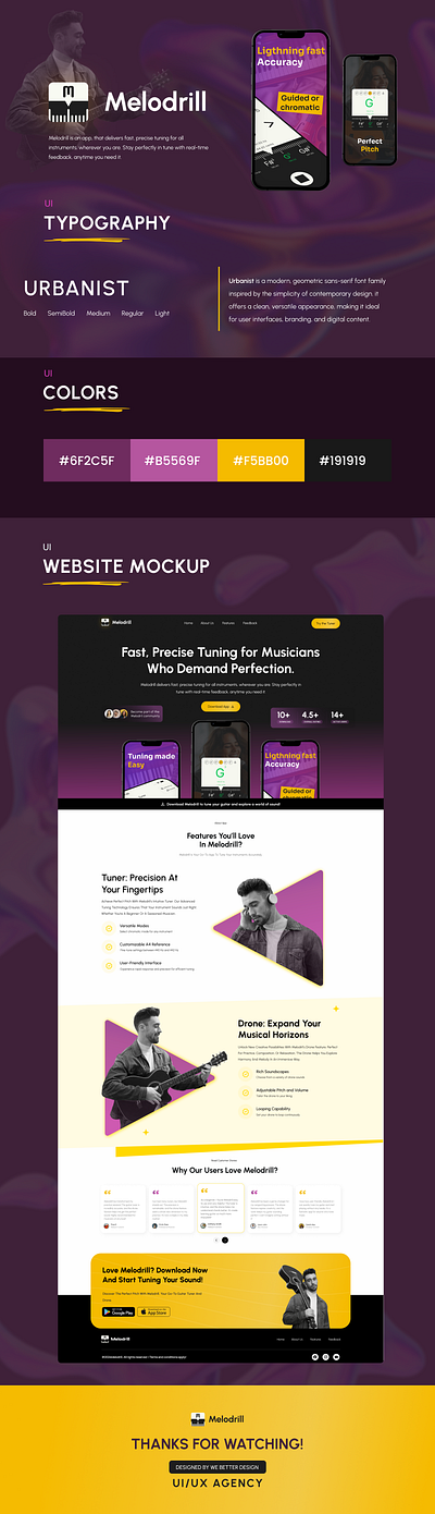 Melodrill Landing Page Redesign branding graphic design landing page redesign ui uiux