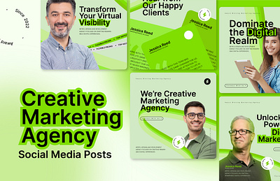 Creative Marketing Agency Social Media Posts Template agency branding creative creative marketing agency design graphic design illustration marketing modern post posts template social media template