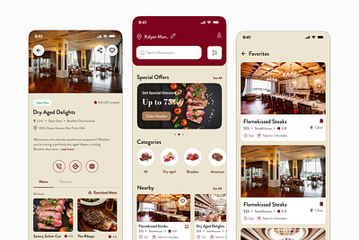 Restaurant App UI Design app design mobile app design nearby restaurants reservation app restaurant app design restaurant reservation table reservation