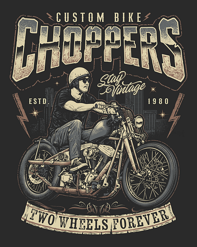 Custom bike choppers design digitalillustration tshirtdesign graphic design grapic design illustration illustration vintage lettering vector victorian