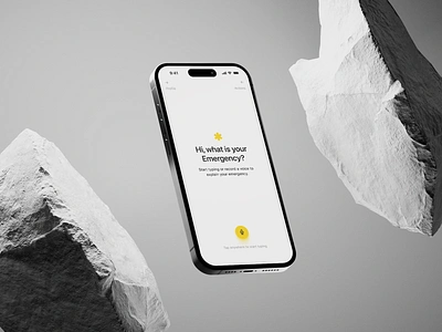 AI Emergency Mobile APP UI ai app ai app design ai chat ai chat app ai ui chat ui emergency mobile app grey iphone 16 minimalist ui mobile ai mobile ai app mobile ui rocks sos app ui uiux ux white yellow