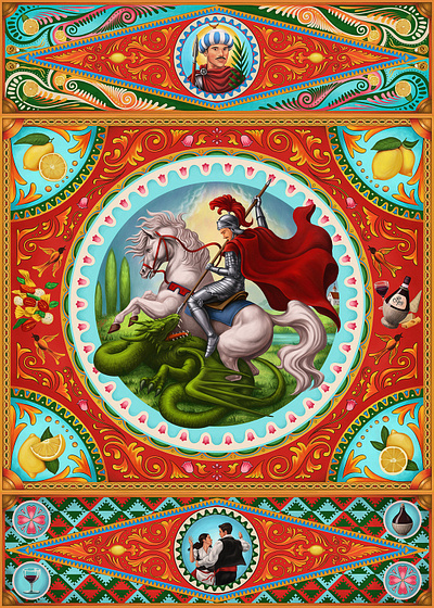 Caretto Mural X Diego Abreu branding culture design horses mural pattern promotion