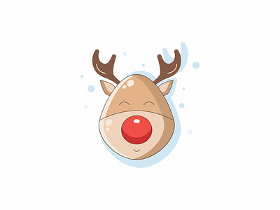 Marry Christmas christmas design icon illustration lineart new year red nose reindeer rudolph vector