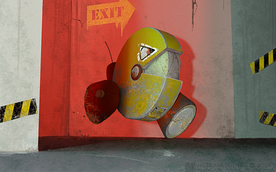 Evil Mecha Wheel Cheese blender character design clip studio paint illustration matte painting robot