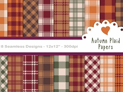 Autumn plaid seamless paper patterns, scrapbooking papers 3d animation graphic design logo