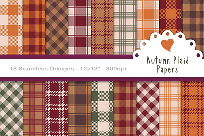 Autumn plaid seamless paper patterns, scrapbooking papers 3d animation graphic design logo