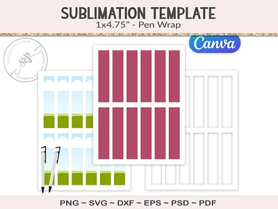 Pen wrap template for sublimation, SVG, Canva file 3d animation branding graphic design motion graphics