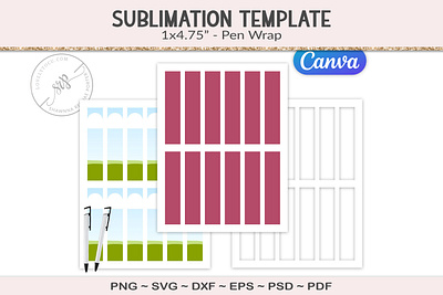 Pen wrap template for sublimation, SVG, Canva file 3d animation branding graphic design motion graphics