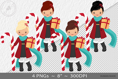 Christmas girl clipart poses, PNG graphic 3d animation graphic design logo motion graphics ui