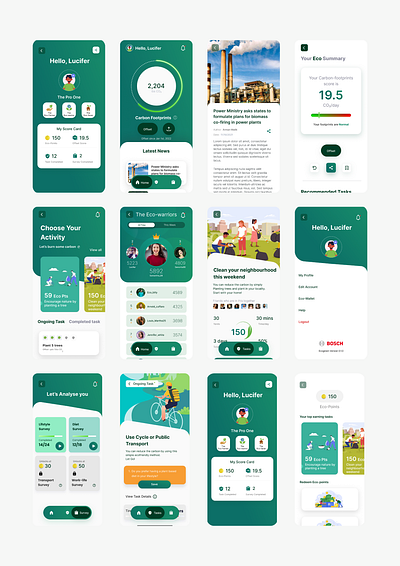 Eco-Green - Sustainable together animation branding graphic design mobile app sustainability ui ux