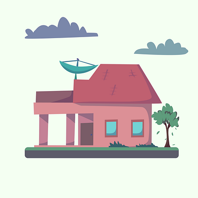 Simple House cartoon design illustration ilustrasi vector