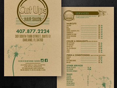 Price menu design - for a friends business chipdavid dogwings graphic design logo menu salon