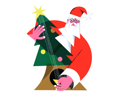 Rockin' Around the Christmas Tree (Literally!) christmas guitar illustration ironic jingle magdaazab music rock rocking santa