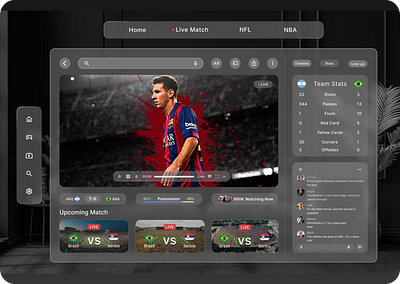 Spatial UI designs, Sport ar ui design futuristic design gaming ui live match ui modern ui real time sports design spatial experience spatial ui designs sports app design sports ui ui ux