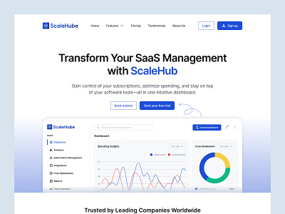 ScaleHub: Simplifying SaaS Management for Businesses | UI/UX homepage product design ui user interface ux web design