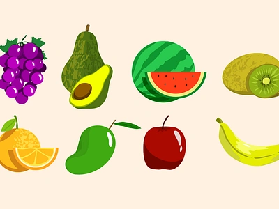 Fruit Illustration animation apple avocado banana cartoon fruits illustration orange vector watermelon